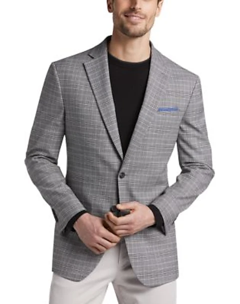 Awearness Kenneth Cole Gray Plaid Slim Fit Sport Coat -Men Clothing Store MW40 14GZ 64 AWEARNESS KENNETH COLE GRAY PLAID MAIN