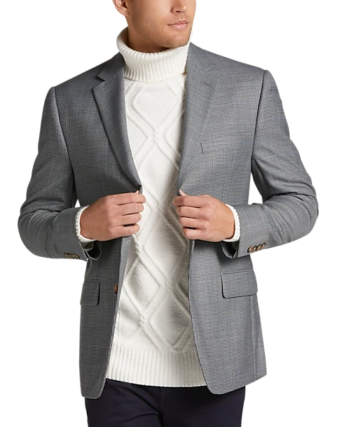 Lauren By Ralph Lauren Classic Fit Sport Coat, Gray Check Windowpane -Men Clothing Store MW40 15LA 04 LAUREN BY RALPH LAUREN GRAY CHECK WP MAIN