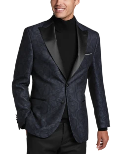 Egara Slim Fit Peak Lapel Dinner Jacket, Charcoal Paisley