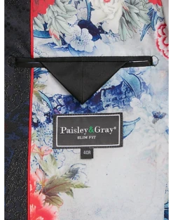 Paisley & Gray Slim Fit Dinner Jacket, Black, Navy & Burgundy Floral -Men Clothing Store MW40 16J2 07 PAISLEY GRAY BLACK NAVY BURGUNDY ALT3