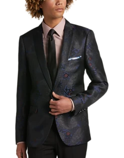 Paisley & Gray Slim Fit Dinner Jacket, Black, Navy & Burgundy Floral