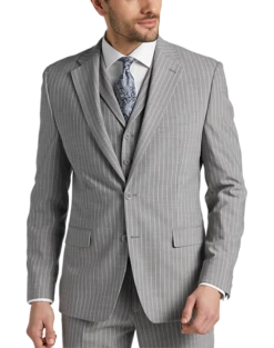 Michael Strahan Classic Fit Suit Gray Stripe -Men Clothing Store MW40 3X9W 34 MICHAEL STRAHAN GRAY STRIPE ALT6