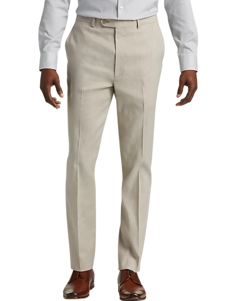 Calvin Klein Slim Fit Suit Separates Linen-Blend Pants, Tan 1 Calvin Klein Slim Fit Suit Separates Linen-Blend Pants, Tan
