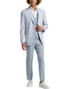 Egara Skinny Fit Suit Separates Coat, Light Blue Plaid -Men Clothing Store MW40 3XGM 15 EGARA ORANGE LT BLUE PLAID ALT6