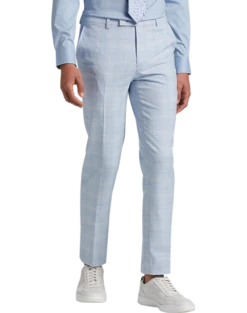 Egara Skinny Fit Suit Separates Pants, Sky Blue Plaid