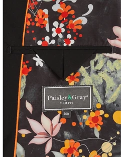 Paisley & Gray Slim Fit Double Breasted Suit Separates Coat, Jet Black -Men Clothing Store MW40 3XK9 02 PAISLEY GRAY JET BLACK ALT3