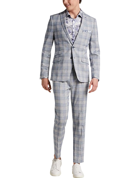 Paisley & Gray Slim Fit Suit Separates Coat, Blue & Beige Check 2 Paisley & Gray Slim Fit Suit Separates Coat, Blue & Beige Check - Image 2