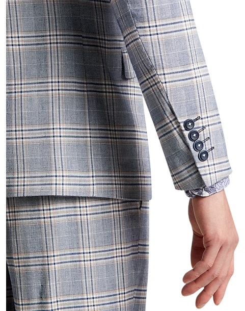 Paisley & Gray Slim Fit Suit Separates Coat, Blue & Beige Check 3 Paisley & Gray Slim Fit Suit Separates Coat, Blue & Beige Check - Image 3