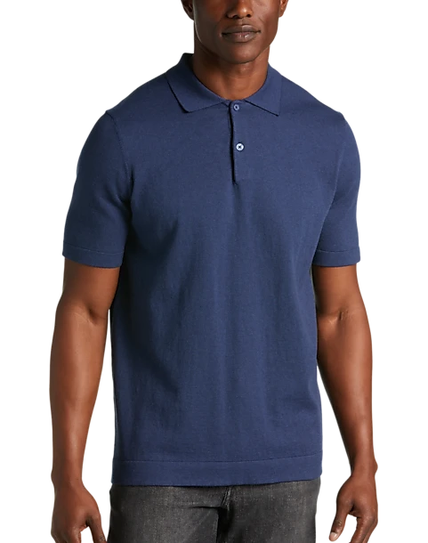Joseph Abboud Modern Fit Sweater Polo, Heathered Navy 1 Joseph Abboud Modern Fit Sweater Polo, Heathered Navy
