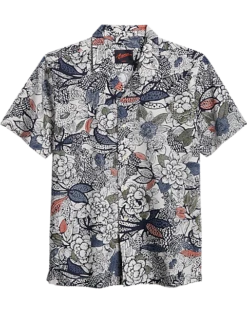 Egara Slim Fit Short Sleeve Sport Shirt, Rust & Blue Floral