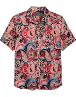 Paisley & Gray Slim Fit Short Sleeve Sport Shirt, Pink Paisley