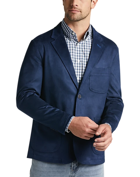 Joseph Abboud Modern Fit Notch Lapel Ultra Suede Soft Jacket, Dark Blue -Men Clothing Store MW40 6NFR 26 JOSEPH ABBOUD DARK BLUE MAIN