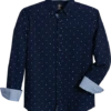 Michael Strahan Modern Fit Button-Down Collar 4-Way Stretch Sport Shirt, Navy Stars