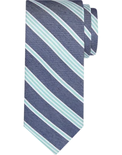 Egara Narrow Tie, Denim & Sage Stripe