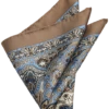 Joseph Abboud Silk Pocket Square, Taupe Paisley
