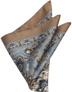 Joseph Abboud Silk Pocket Square, Taupe Paisley