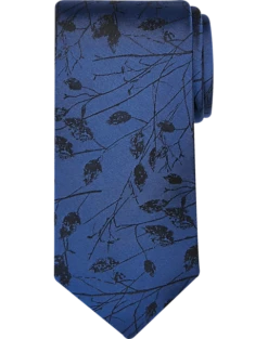 Pronto Uomo Narrow Tie, Navy Marsh Twigs