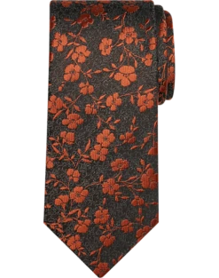 Pronto Uomo Narrow Tie, Orange Floral