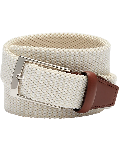 Joseph Abboud Woven Casual Belt, Ivory & White Diamond Check 1 Joseph Abboud Woven Casual Belt, Ivory & White Diamond Check