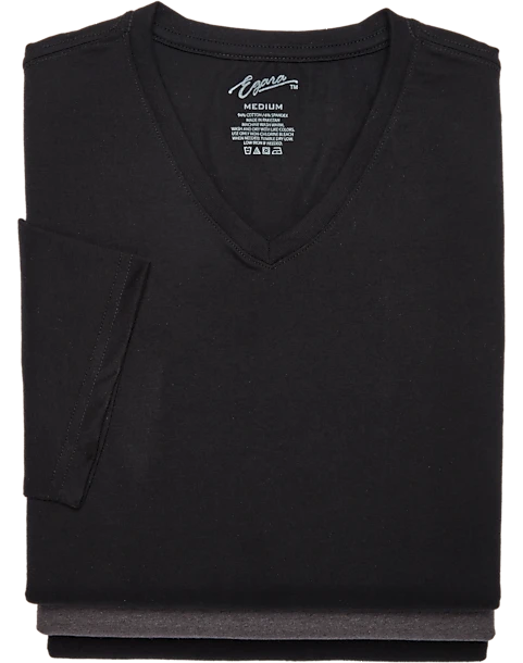 Egara Slim Fit V-Neck T-Shirt, 3-Pack, Black & Gray 1 Egara Slim Fit V-Neck T-Shirt, 3-Pack, Black & Gray